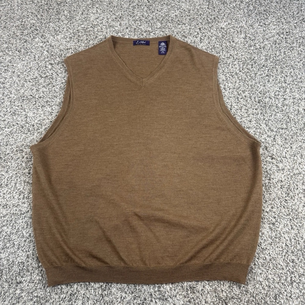 Vintage J.Ashford Sweater Vest 100% Merino Wool Mens XXL Brown Made In Italy